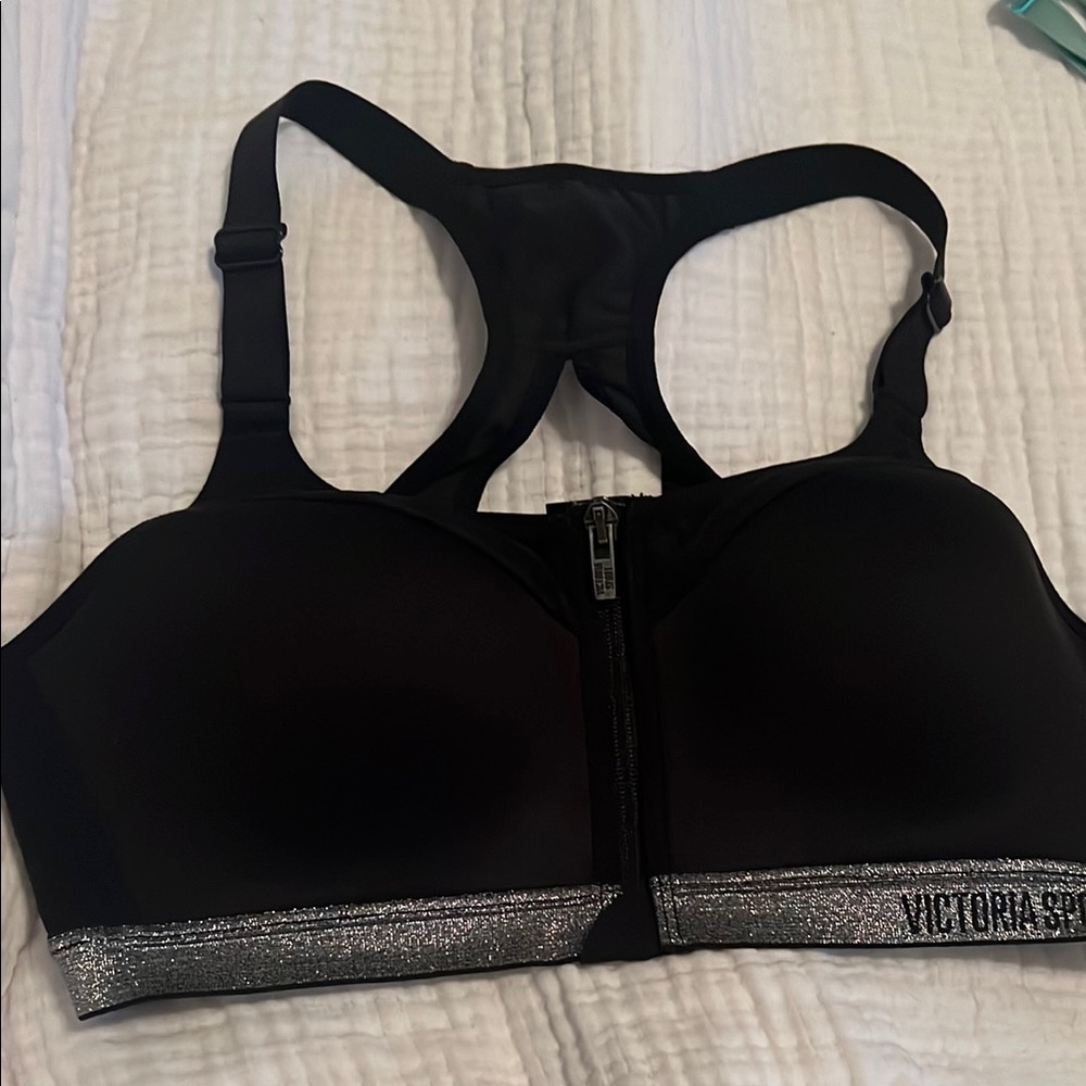 Victoria's Secret Black Racerback Bra with Zipper Closure
